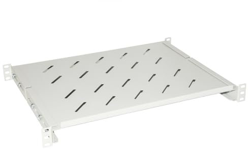 LINK Regal für Kleiderschrank Rack 19 Zoll ausziehbar 350 mm mit 4 Haken grau