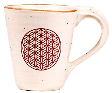 Phoenix Keramikbecher mit Blume des Lebens, bemalt, Geometrisch, 350 ml, Tasse, Zuhause