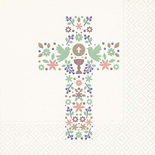 20 Servietten Religiöses Kreuz/Kommunion/Konfirmation/Taufe 33x33cm