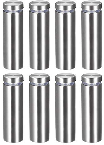 sourcing map 8 Stück Abstandshalter 19×62mm（Dia*H） Edelstahl Schilderhalter | Werbeschraube Abstandsschrauben für Schilder Displays, Silber