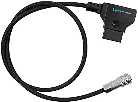 KONDOR BLUE | 20 D-Tap Power Cable for Blackmagic Pocket 4K/6K/G2/Pro/FF Cinema Camera | D-Tap to 2-Pin LEMO Cable Power Your BMPCC 4K/6K Using an External Battery with a D-Tap Port | Black