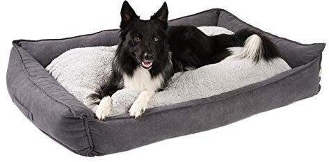 JAMAXX Premium Hundebett Orthopädisch Memory Visco Schaum Waschbar Wendekissen Wasserabweisend/Hundekörbchen Weicher Samtartiger Sofa Stoff Hundekissen Hundekorb PDB2002 (L) 120x90 grau