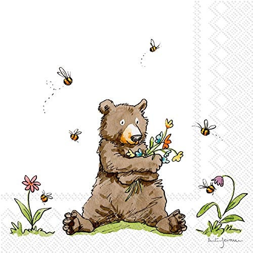 Boston International L849700 Lunch-Servietten, Papier, Honigbär, 6.5 x 6.5-Inches