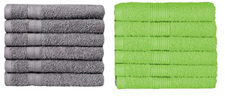 NatureMark Gästetücher – 12er Pack (30x50 cm), 100% Baumwolle, Oeko-Tex Zertifiziert, weich, saugfähig und pflegeleicht – Für Bad, Gäste & Spa – Anthrazit/Apfelgrün