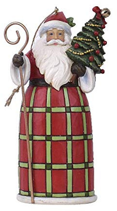 Enesco Jim Shore Country Living Weihnachtsmann mit Weihnachtsbaum, zum Aufhängen, 2,5 cm H x 2,5 cm B x 2,5 cm L, Mehrfarbig
