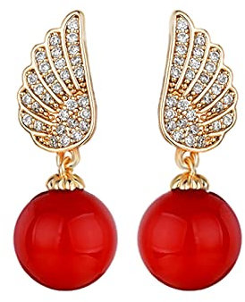 VONSSY Hypoallergenic Gemstone Drop Dangle Pearl Earrings, Brilliant Zircon Platinum Rose Gold Crystal Pearl Stud Earrings, Trendy Vintage Wedding Earrings for Women Girlfriend Bride Daughter