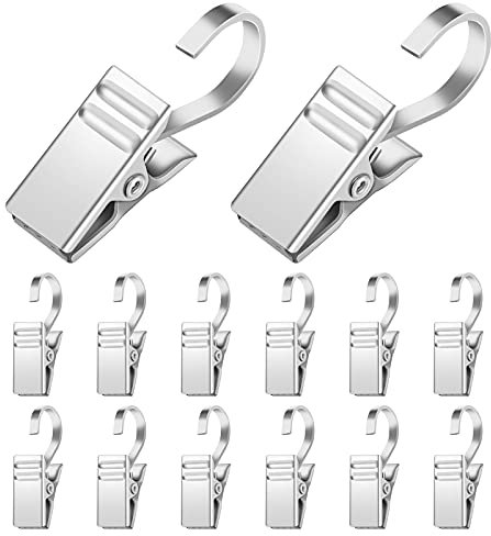 tonyg-p 25 Stück Vorhang Clips Gardinen Metall Klammern mit Vorhang Haken Clip Duschvorhang Metallklammern Silber