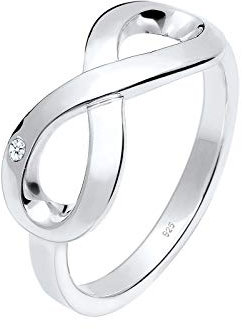 Elli PREMIUM Ring Damen Infinity Symbol endlos mit Diamant (0.02 ct.) in 925 Sterling Silber