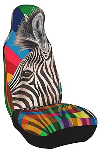 VLKFK Sitzbezug für Auto Bunte Zebra Auto Stuhlbezug Universal Auto Vordersitzschutz 1 STÜCK