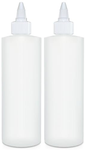 BRIGHTFROM Condiment Squeeze Bottles, 8 OZ Empty Squirt Bottle with Twist Top Cap, Leak Proof - Great for Ketchup, Mustard, Syrup, Sauces, Dressing, Oil, Arts and Crafts, BPA FREE Plastic - 2 PACK