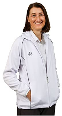 Henselite Ladies Lawn Bowling County Fleece-Color White with Grey Trims Size L