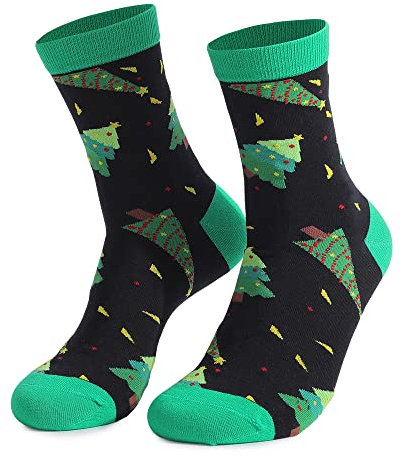 FGFD&OU Weihnachtssocken Herren und Damen Lustige Bunte Socken Kuschelsocken Baumwollsocken Christmas Socks weihnachtsgeschenke für Männer und Frauen (Schwarz)