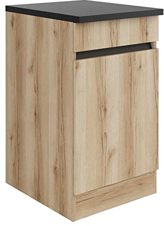 idealShopping GmbH Küchen Unterschrank mit Arbeitsplatte Kaya U506-0+ in Wildeiche Nachbildung 50 cm breit