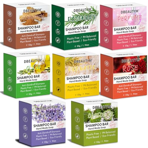 DBEAUTYM 8 Pack Shampoo Bar Gift Set,Natural Soap, Solid Dry Damaged Hair With Plant Essence Oil Helps Stop Loss and Promotes Healthy Growth, Travel Size Bulk Set
