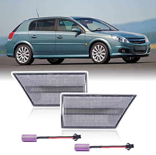 njssjd LED-Seitenblinker Repeater Lichter für Opel O-Pel Vectra C 2002–2008 Signum 2003–2008, klare Linse, Blinker, LED-Seitenblinker