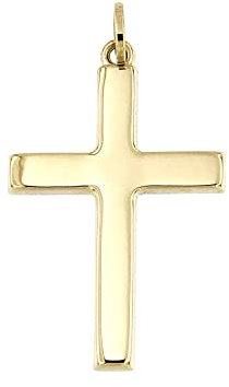 forme di Lucchetta - kleines Kreuz aus 14-karätigem Gelbgold für Taufe, Erstkommunion, Firmung, ohne Kette, Goldanhänger Damen Herren 585 Echtgold | für Ketten (bis zu 4 mm) - hergestellt in Italien
