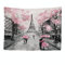 Ulticool - EifellParis Turm Schwarz Weiß Vintage Blumen Rosa - Wandteppich - 200 x 150 cm - Großer Wandteppich - Poster - Verkleidung - Leinwand - Malerei - Tapestry Zubehör Vorhang