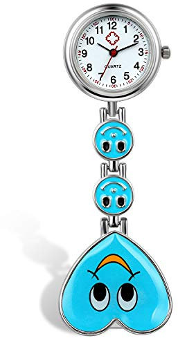 Avaner Krankenschwesteruhr Lächelndes Gesicht Design Pflegeruhr FOB Analog Taschenuhr Quarzwerk Pulsuhr Ansteckuhr Unisex Schwesternuhren mit Pin/Clip für Arzt Doktor Medical