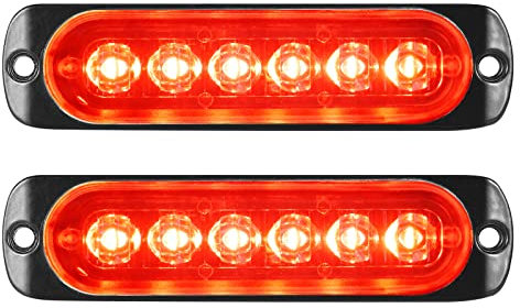 Willpower 2pcs 6LED Feu Stroboscopique Urgent Rouge Feux de Gabarit Latéraux Voiture 12V 24V Barre Lumineuse LED Balise Clignotante de Sécurité pour Remorque Utilitaire Bateau Tracteur Véhicule