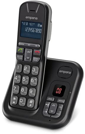 Emporia TH-21AB TALKHOME Big Button Amplified DECT cordless phone with 60 minute Answer Machine - Black/Silver
