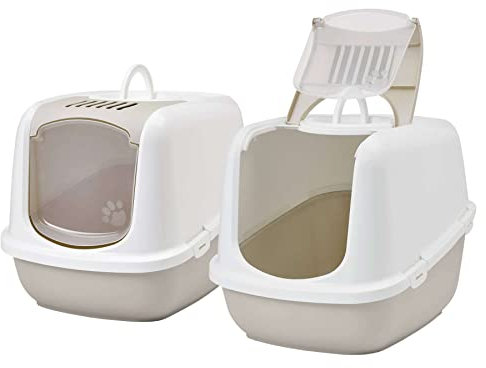 2er Sparpack XXL Katzentoilette Nestor Jumbo Weiss-beige