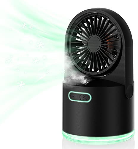 Mini Ventilator Tischventilator mit Kühlen Nebel Tragbar USB Ventilator mit 3 Windgeschwindigkeiten und 300ML Wassertank für Bessere Kühlung Mini Schreibtisch Ventilator für Outdoor Reisen Camping