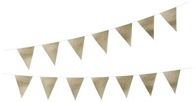 P'TIT CLOWN - Zubehör für festliche Dekoration, Gold – perfekt für Geburtstag (Wimpelkette mit Pailletten, 3 m)