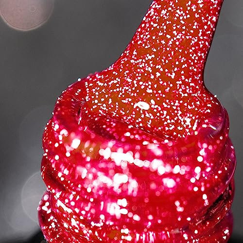 BURANO Reflective Gel Nagellack, UV-Nagellack 7.3ml Reflective Diamond Nail Glitter Gel Polish, Sparkly Sommer Herbst Farbe Gel Polish Holografische Glitter (Deep Red SZ19)