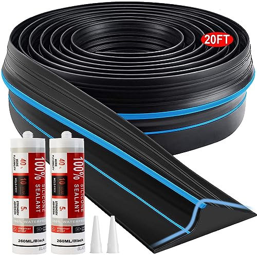 Jin&Bao Universal Garage Door Threshold Seal Strip 20FT Kit, Bottom Waterproof Rubber Weather Stripping Replacement(Blue, 2 Adhesive)