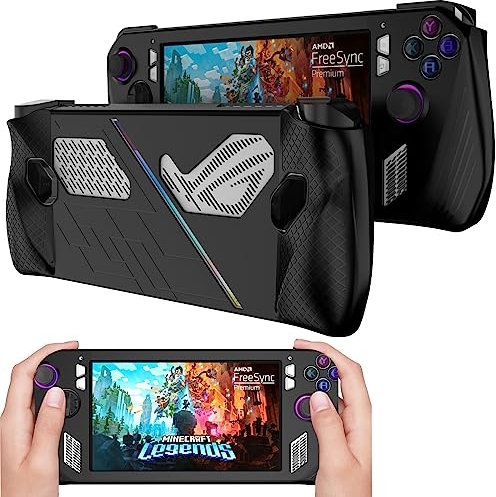 NINKI Compatible Silicone Coque pour ROG Ally Protecteur de Console de Jeu, Flexible Anti-Choc Anti-Rayures Anti-Chute Antidérapant Coque ASUS ROG Ally Coque de Console de Jeu Portable, Noir