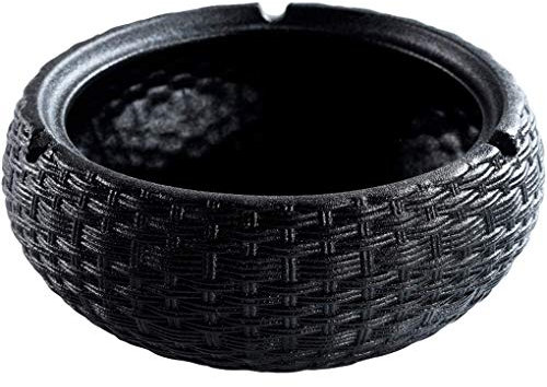 Aschenbecher, japanischer Stil, Haushaltsaschenbecher, Couchtisch, Keramik, kreativer winddichter Aschenbecher, Schlafzimmer, Wohnzimmer, Aschenbecher (Farbe: Schwarz, Größe: 18 x 6,5 cm)