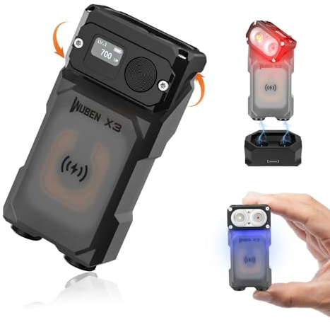 WUBEN X3 Mini-Taschenlampe mit Ladestation, 180 Grad, EDC Schlüsselanhänger, Torch, IP65, wasserdicht, Magnet-Taschenlampe, 10 Modi, Typ-C, Umhängeband für Camping, Outdoor, Inspektion, Geschenk