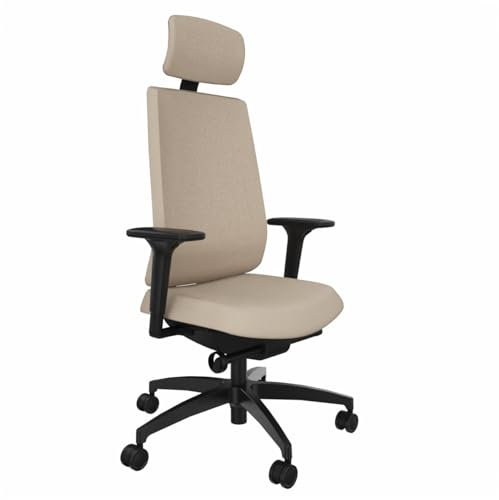Dauphin Indeed ergonomischer Bürostuhl Drehstuhl beige, belastbar bis 150kg für Home Office und Büro, hohe Rückenlehne, 4F-Armlehne, Lordosenstütze
