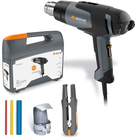 Steinel pistola de aire caliente HG 2120 E Set para electricistas, 2200 W, pistola de aire caliente 80-630°C incl. pelacables, tobera reflectora, manguito termorretráctil