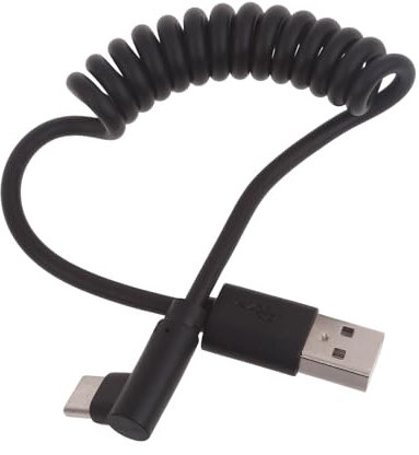 Asukohu Câble spiralé USB de type C coudé vers USB 2.0 - Adaptateur USB C à 90 degrés - Câble de synchronisation de données - Câble USB de type C - Charge rapide
