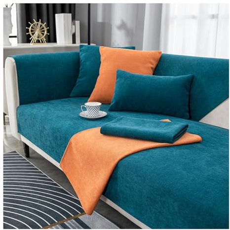Tauzveok Sofabezug rutschfeste, Sofa überzug 3 sitzer, Für L Shape Eck 3 2 4 Sitzer Sofaüberzug, Hund Katze Sofaschoner, Chenille sofadecken für sitzfläche,Blau,70 * 150cm