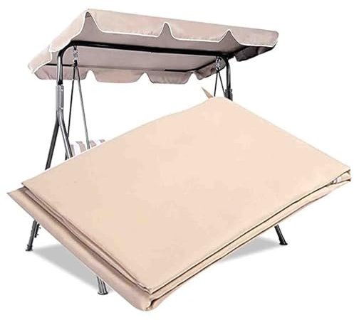 Garden 2 & 3 Seater Sizes Swing Seat Chair Replacement Canopy Roof Cover Waterproof/Uv Resistant Waterproof Outdoor Swing Roof Spare Cover,Beige,195X125cm(77x49'')