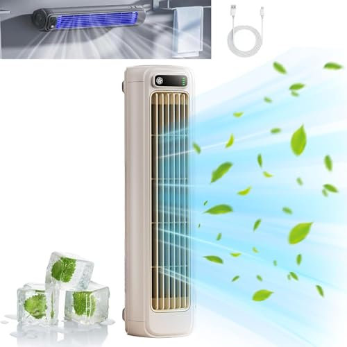Starnearby Climatiseur Mobile, Outfany Cooling Ace, Climatiseur Portable Rechargeable, Ventilateur de Refroidissement Silencieux, Shirem Cooling Ace, Mini Refroidisseur d'air à 3 Vitesses (Beige)