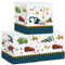 Clastyle 3 Stück Autos Kinder Aufbewahrungsbox Stoff Junge Mädchen Aufbewahrungskorb mit Griffen Spielzeug Aufbewahrungswürfel Organizer für Bücher Kleidung,Baufahrzeug,30x30x30 cm