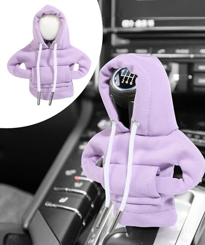 Flaconi Auto Deko,Chalthebel Hoodie,Auto Deko Innenraum,Schaltknauf Abdeckung,Auto Schalthebel Abdeckung,Auto Zubehör Deko Hoodie für Schaltknauf,Auto Schaltknauf überzug (Violett)