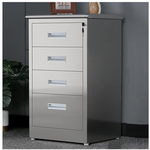 Aktenschrank aus Edelstahl mit Schloss, Mobiler Aktenschrank unter dem Schreibtisch für das Heimbüro, Garage Werkzeugtruhe Schrank Metall Medizinschrank, für Lager/Werkstatt/Zuhause