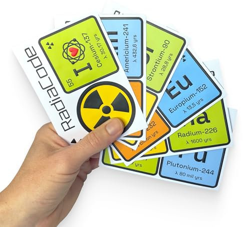 Radioactive Elements Set of Laptop or Bottle Stickers for Physics Enthusiasts and Nuclear Nerds Cool Science Accessories with Radiacode Logo
