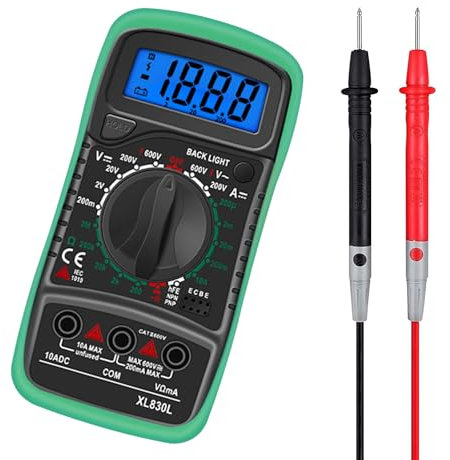 Multimetro Digitale Tester Portatile, Wowfast tester digitale, multimetro digitale professionale, multimetro con Display LCD Retroilluminato Elettrico per Tensione e Corrente AC DC