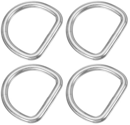 PATIKIL 2 Metall D-Ringe, 4 Stück 304 Edelstahl D-Ring Geschweißte Solide Dee Ringe DIY Zubehör für Gürtel Nähen Hundehalsbänder Gurtbänder, 6x38mm