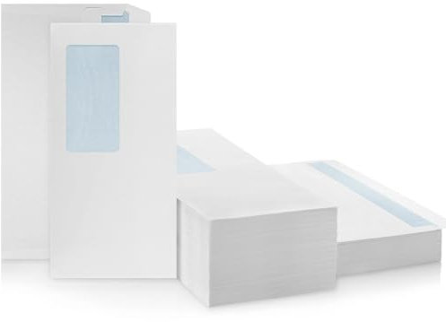 LOGIC PACK Briefumschläge DIN Lang mit Fenster Selbstklebend - Kuvert DL Umschläge Weiß - Briefumschlag 110 x 220 mm - Briefkuvert mit Fenster Versandtaschen - Fensterbriefumschläge (50 Stück)