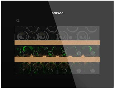 Cecotec Einbau-Weinkühlschrank 28 Flaschen Bolero Grandsommelier Bi 28000 Touch Black Compressor, Schwarzes Glas, Leise, LED-Licht, Touch-Öffnung, Effizient, Elegantes Design, Vielseitig