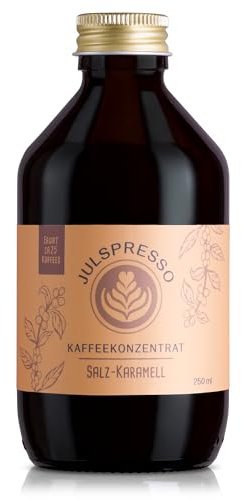 JULSPRESSO Kaffeekonzentrat - Salz-Karamell - warme Kaffeegetränke und Eiskaffee, für ca. 25 Tassen Kaffeegetränk pro Flasche (Salz-Karamell)