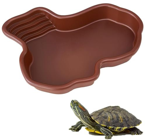 Jsleid Piscina de Baño para Reptiles, Cuenco de Agua Grande para Reptiles, Antideslizante, Bandeja para Reptiles con Rampa, Bañera para Tortugas de Agua, para Tortugas, Lagartos, Reptiles Geckos