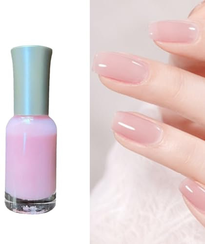 Jelly Pink Nail Polish Long Lasting Quick Dry Translucent Nude Pink Nail Varnish, Water Based Breathable Jelly Nude Nail Polish Nails Art Gifts for Women