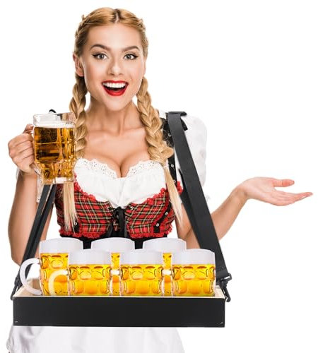 Teenyyou Wooden Snack Trays with Strap 15 x 11 x 2 Inch Movie Snack Trays Snack and Beverage Carrier Party Tray Snack for 20's Theme Costume Accessory Carnival Prop Adult (Black)